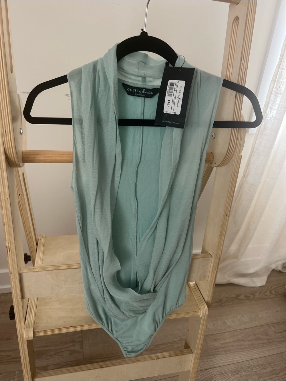 Guess by Marciano Seafoam Draped Sleeveless Bodysuit